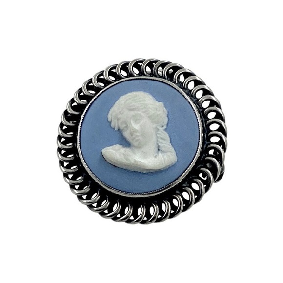 Wedgwood Jewelry - SOLD❤️ 1950’s  John L. Lauritzen Denmark Brooch Pendant Wedgwood Blue Cameo 925